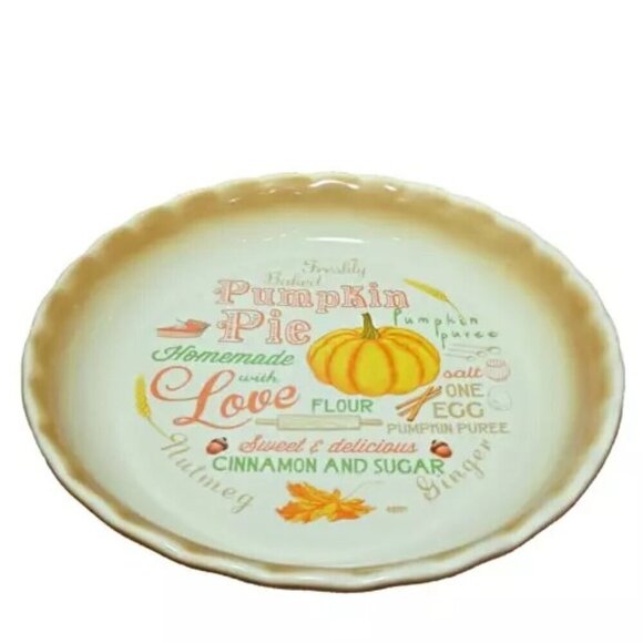 Pumpkin Pie Serving Plate Home Essentials Baking Pan Dish Fall October November - Picture 1 of 6
